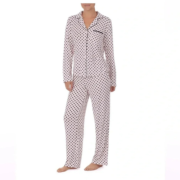 Kate Spade New York Dot Print Notch Collar Neck Long Sleeve Pajama Set - Picture 3 of 7